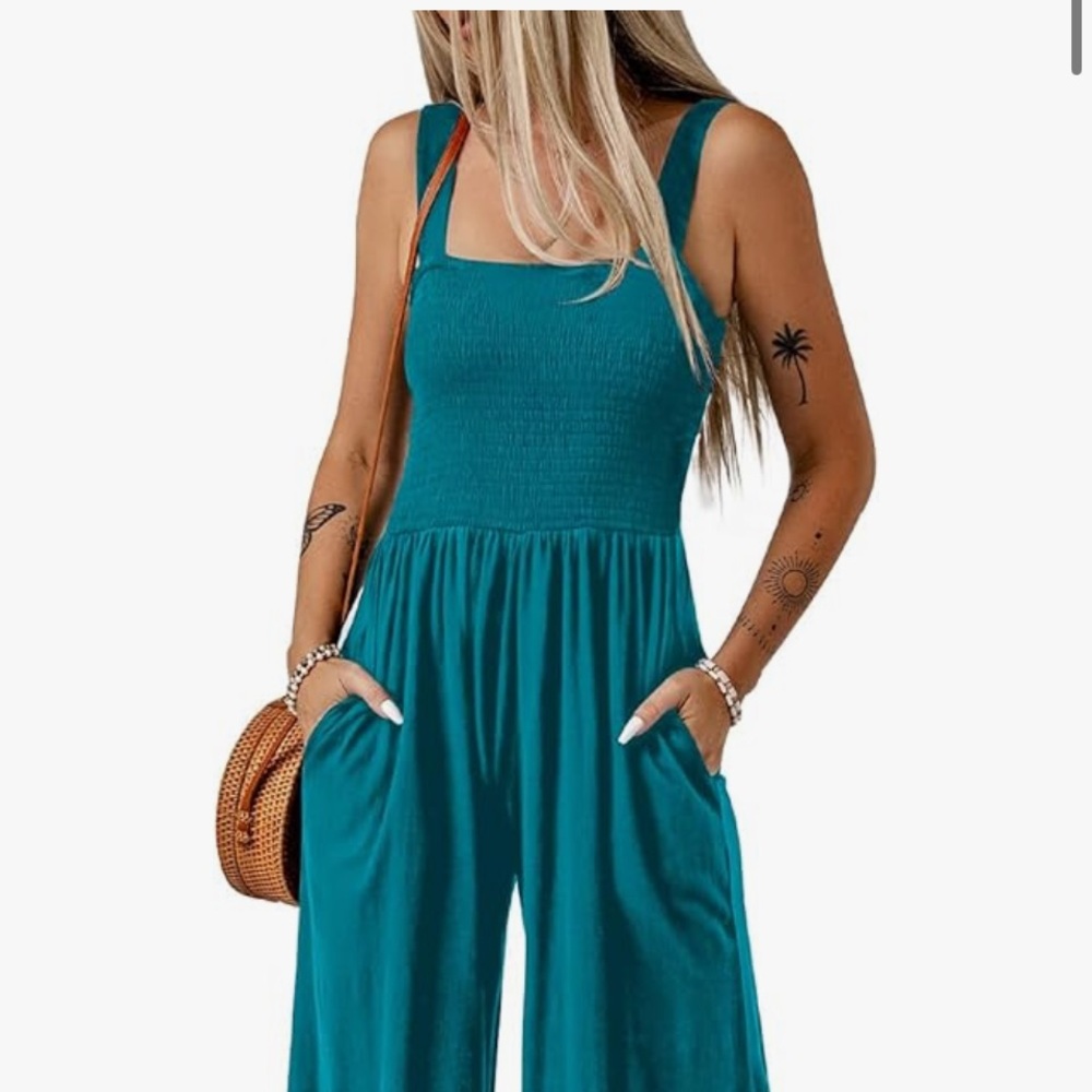 Teal Wide Leg Jumpsuit